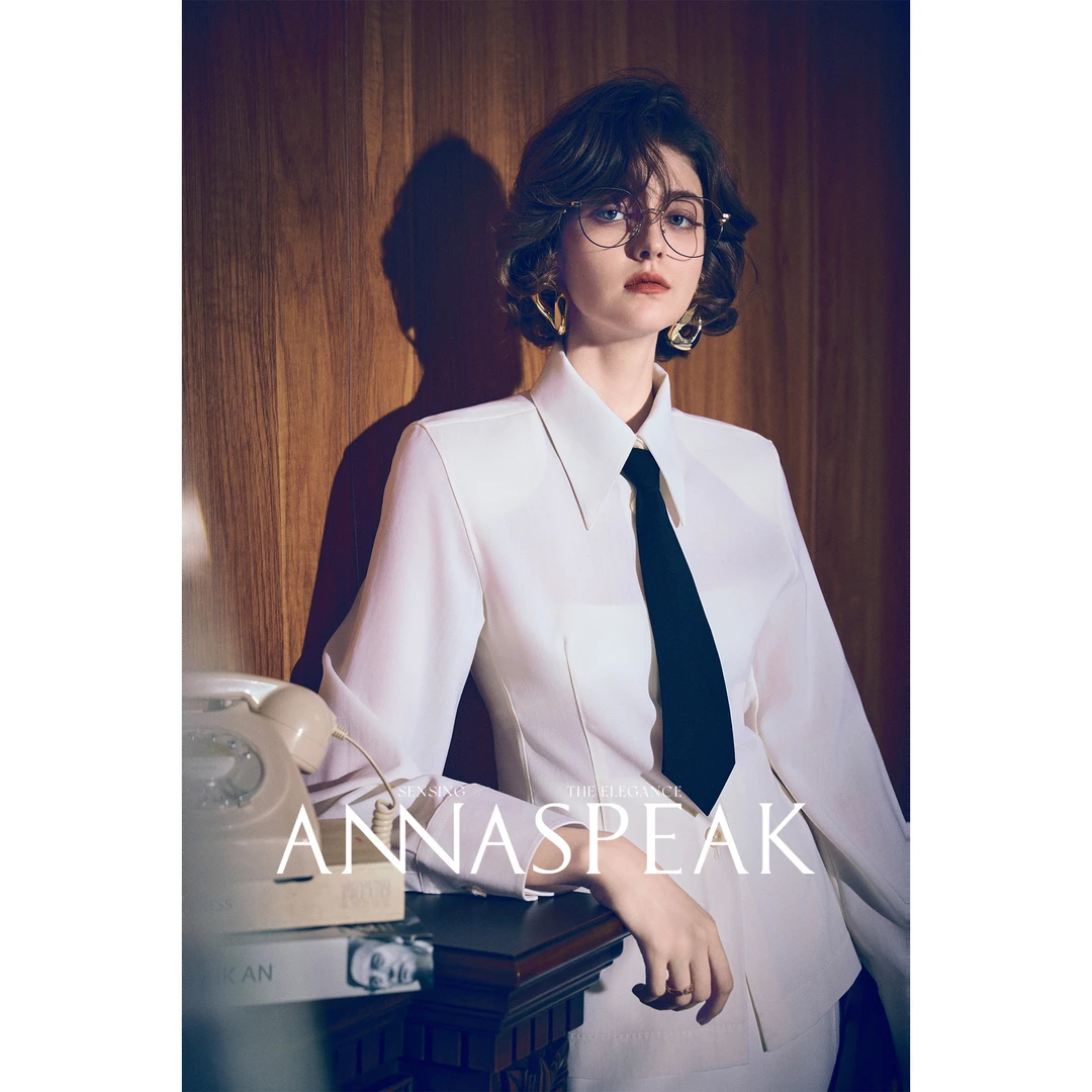 ANNASPEAK轻盈透气100鼎级丝光绵羊毛立裁X廓形衬衫