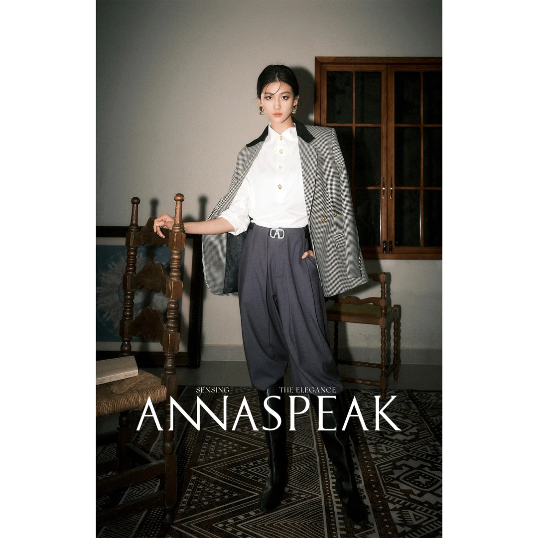 ANNASPEAK双层立体剪裁时尚直筒休闲西裤宽松百搭阔腿裤女秋季