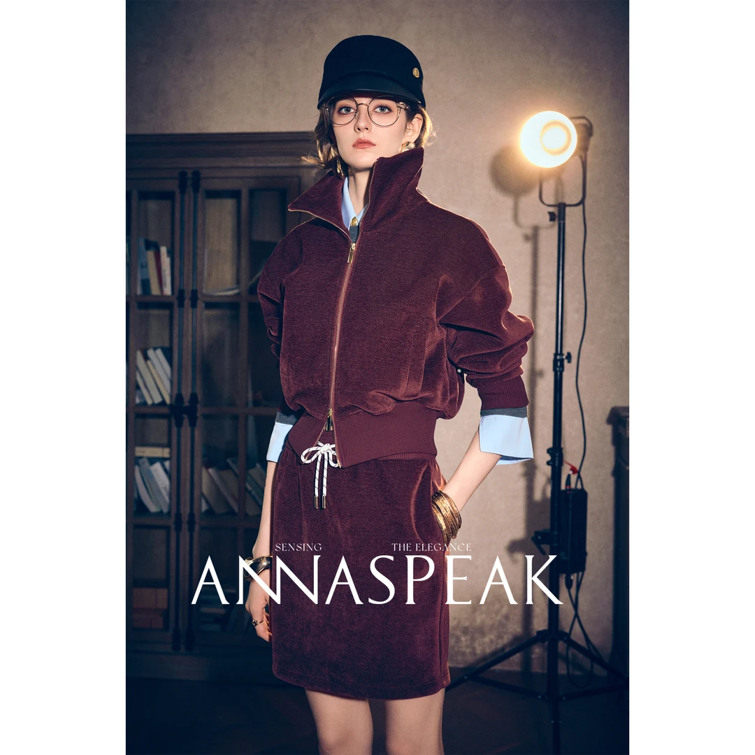 ANNASPEAK Tenniscore城市网球风 雾面绒感拉链长袖短款卫衣秋冬