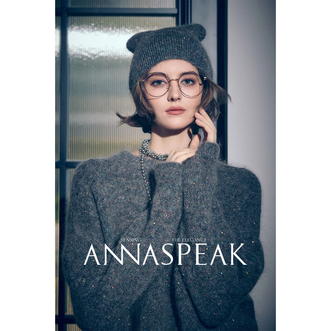 ANNASPEAK娜扎同款猫耳满天星78000珠片马海毛圆领毛衣针织衫新款