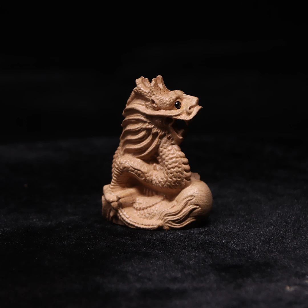 十二生肖桃木圆雕（龙，蛇，马，羊）