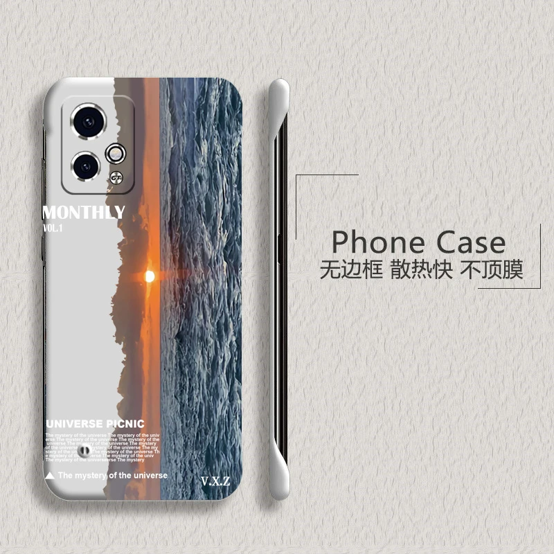 海洋日落华为荣耀90gt手机壳GT无边框5g半包超薄新款防摔男女散热