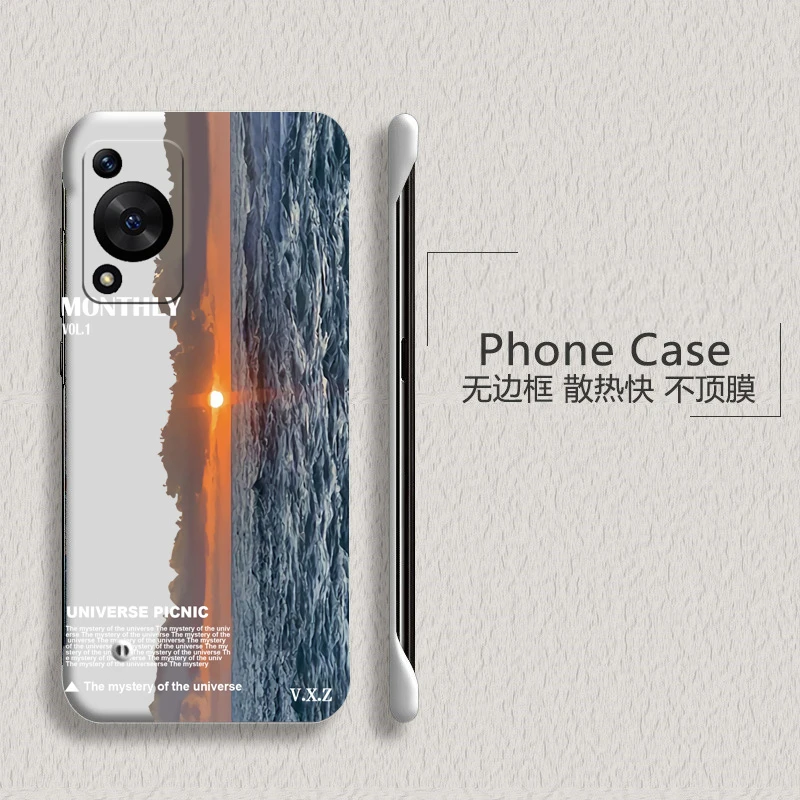海洋日落华为畅享70手机壳无边框半包超薄新款防摔男女散热外壳