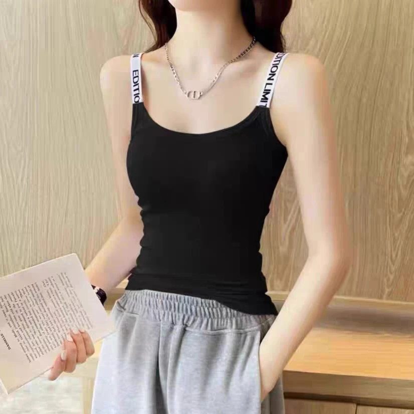 黑色小吊带背心女2024夏季韩版时尚设计感小众外穿打底衫上衣潮