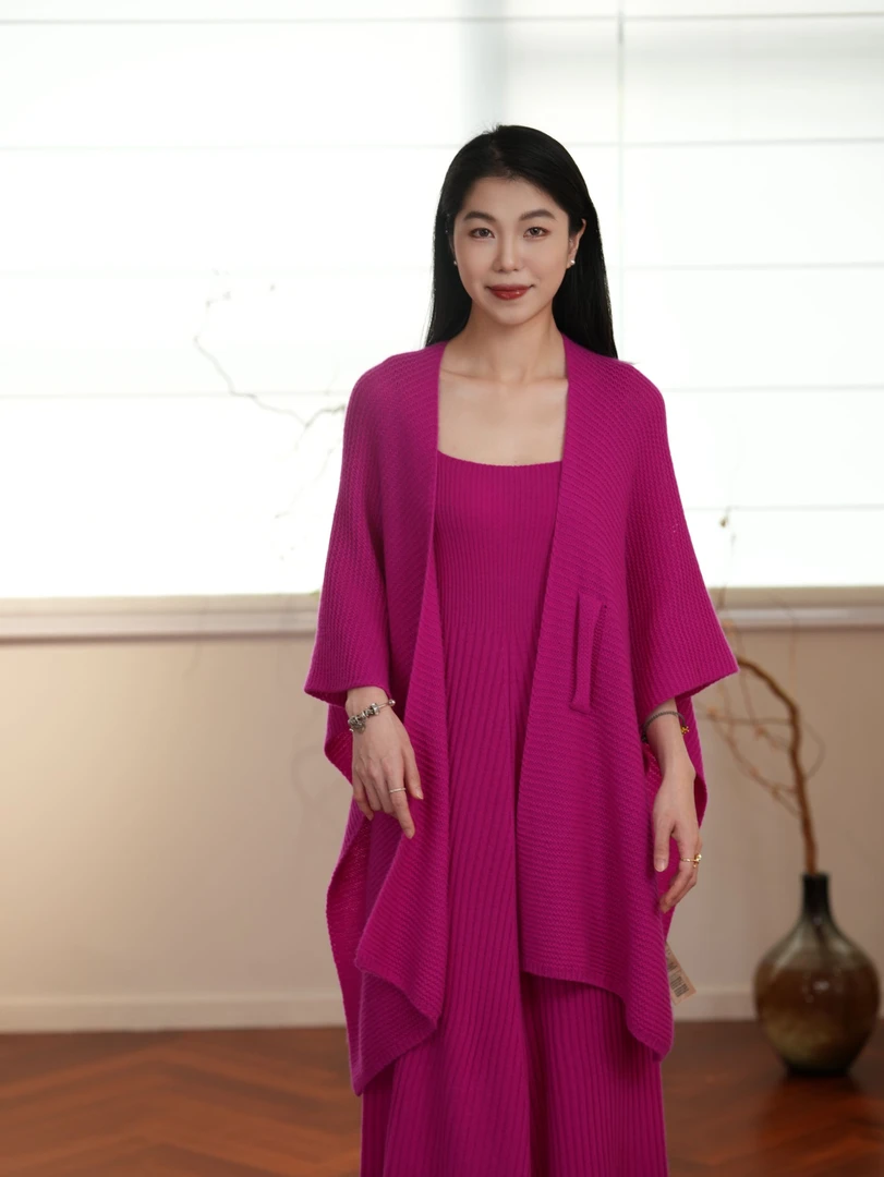 100%澳毛女士秋冬时尚百搭手编大披肩 96175