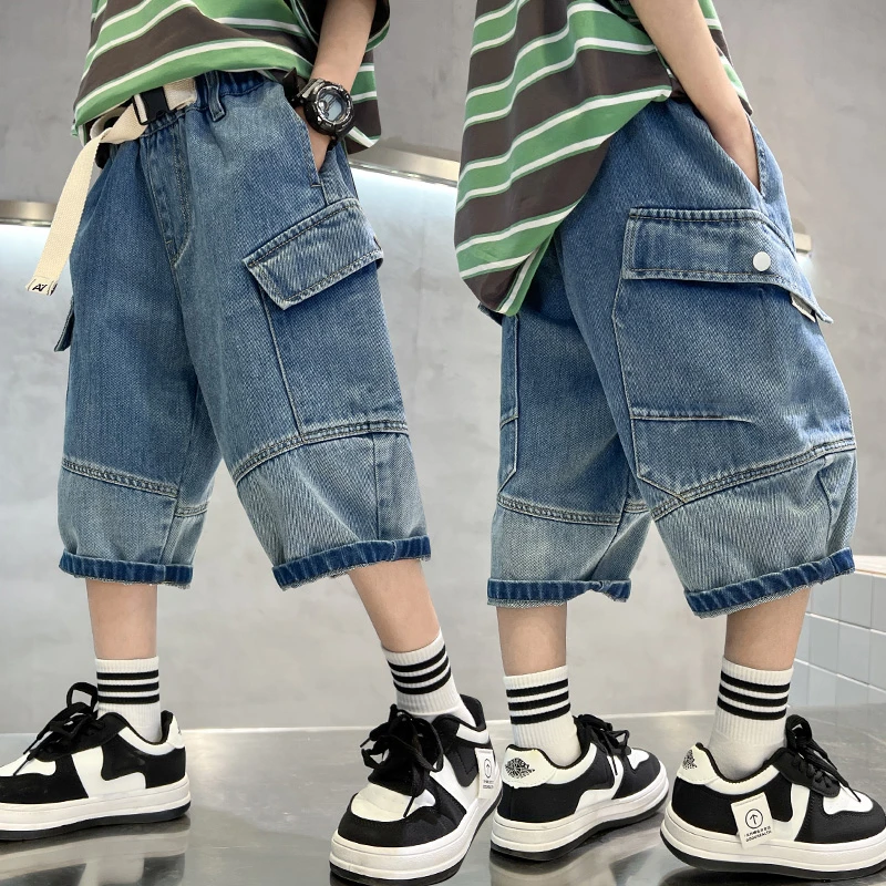 儿童装男童夏装裤子短裤2025新款薄款夏季中大童夏款中裤牛仔裤潮