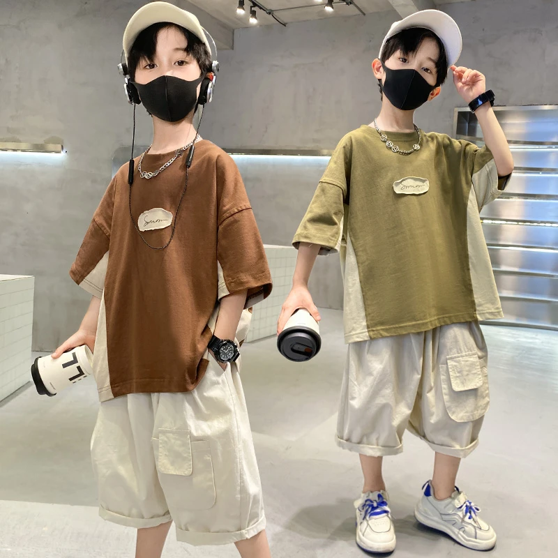 儿童装男童夏装套装2025新款夏季男孩运动中大童夏款薄款酷帅气潮