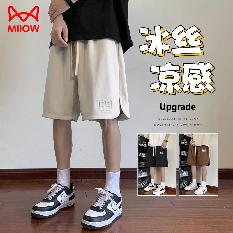 猫人短裤男士夏季薄款宽松百搭直筒五分裤潮流篮球沙滩休闲运动裤