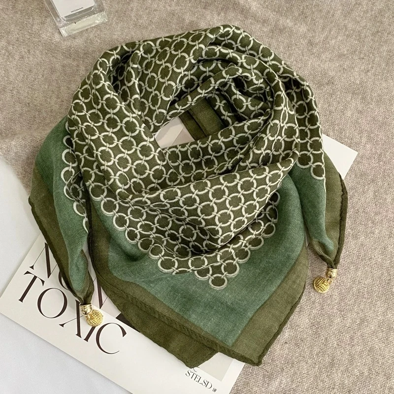 【环环相扣】棉麻磁吸扣时尚气质百搭披肩丝巾70*70（059-A）