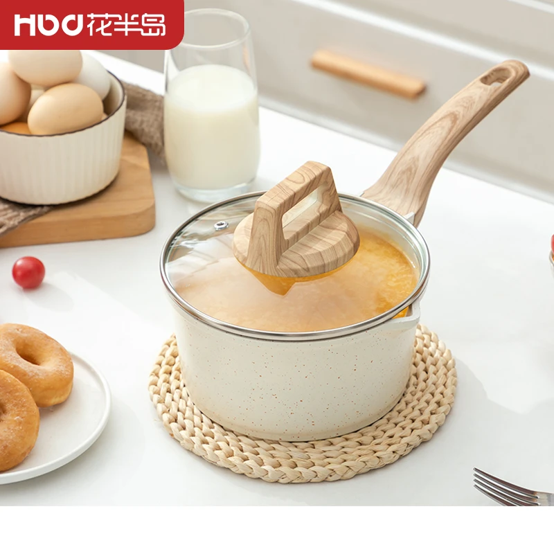 花半岛麦饭石小奶锅宝宝辅食锅婴儿煎煮一体锅不粘锅家用