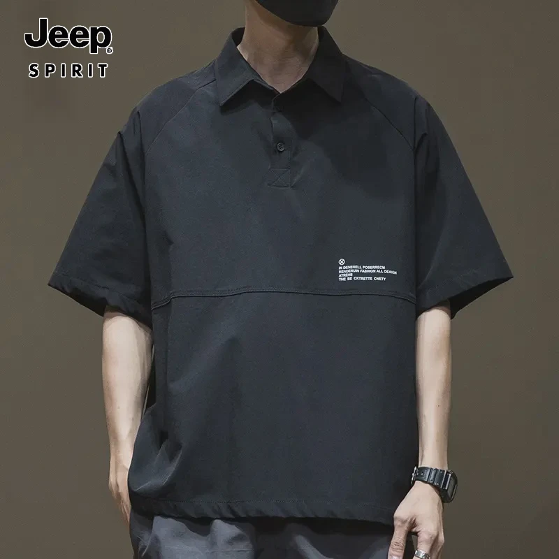 Jeep吉普美式工装Polo衫短袖男士冰丝衬衫夏季t恤宽松休闲上衣男