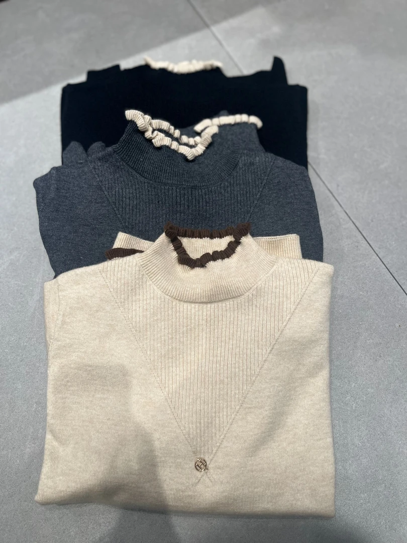 秋冬简约时尚休闲气质花边领毛衣内搭针织衫【花边领】