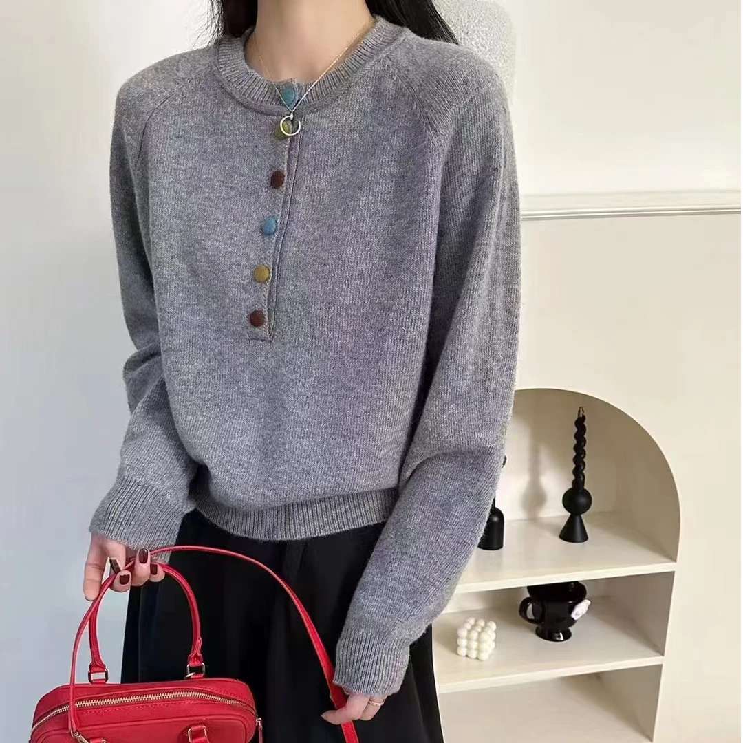 秋冬韩版新款简约气质减龄宽松显瘦百搭针织衫毛衣内搭【嘉兰】