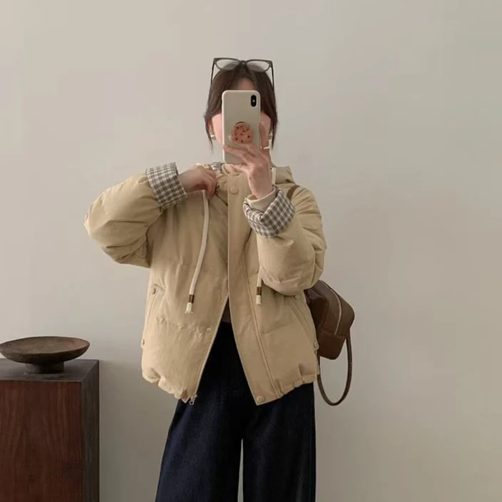韩版秋冬复古凭借羽绒服小个子宽松百搭面包服外套上衣【冬日青波】