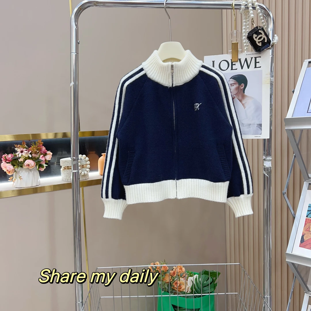 女童2024秋季新款韩版洋气撞色毛衣外套 -9610