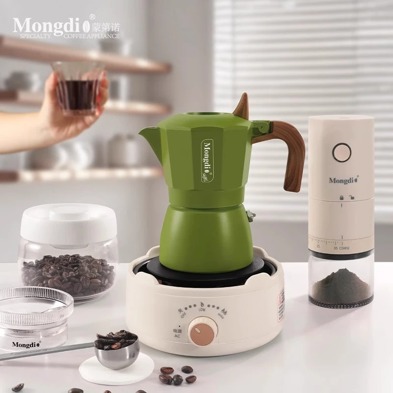 Mongdio摩卡壶双阀三代煮咖啡壶套装意式浓缩咖啡机家用咖啡器具