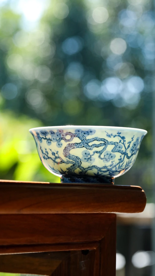 【弥生茶器】小愚斋仿明青花松竹梅碗杯手绘景德镇陶瓷茶器主人杯