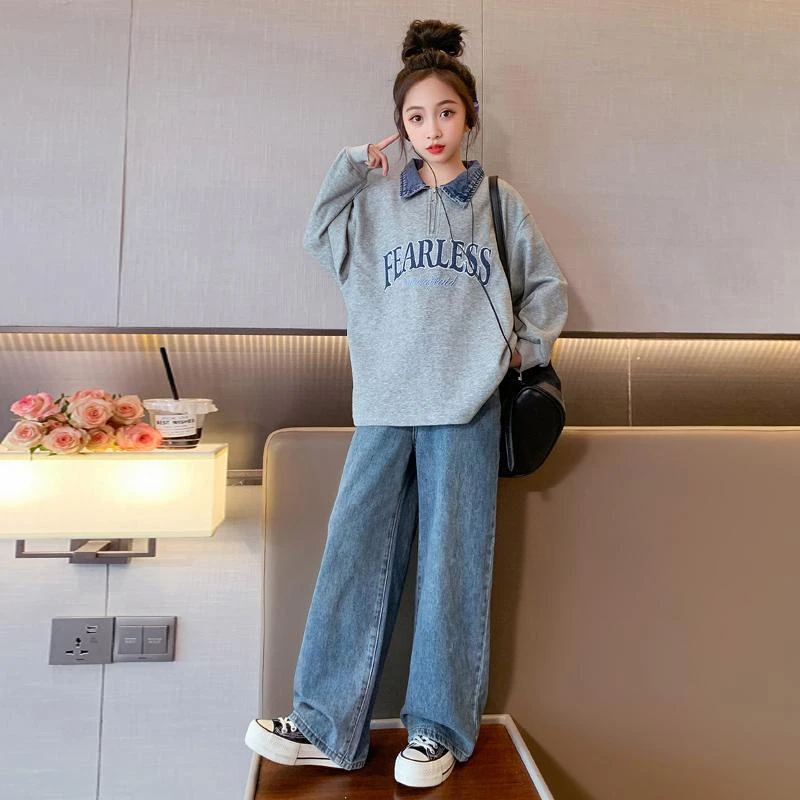 女童2023新款套装运动中大童春季时髦洋女孩儿童休闲两件套