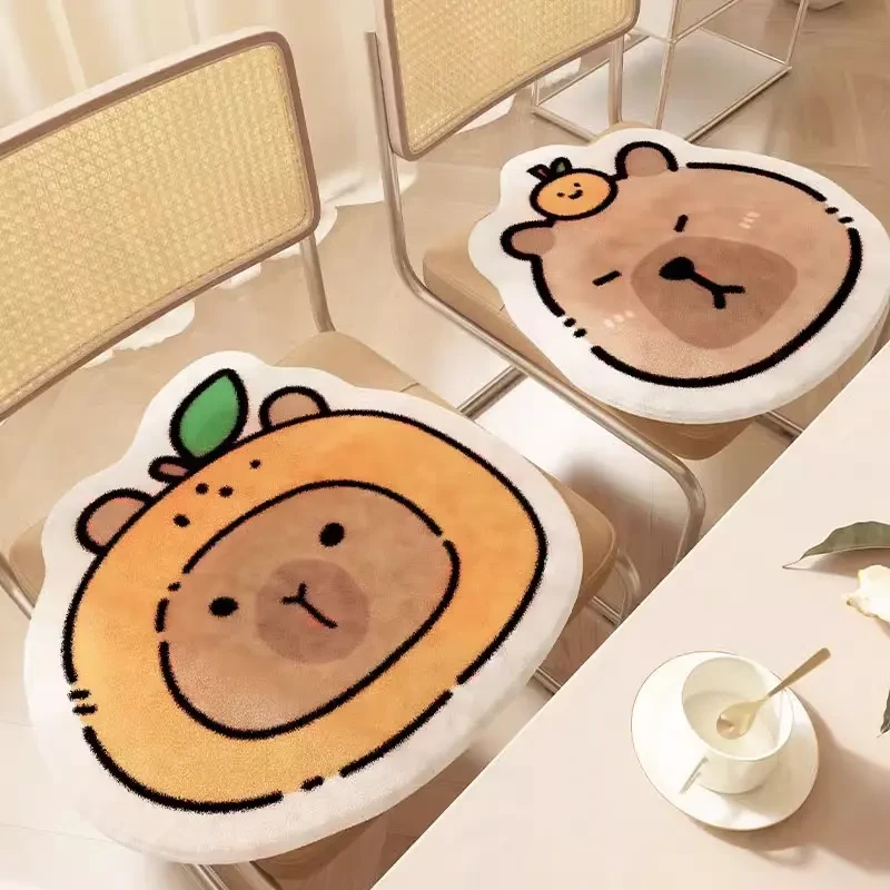 卡皮巴拉冬季仿羊绒坐垫宿舍凳子垫加厚桌椅垫阳台异型垫子新T230