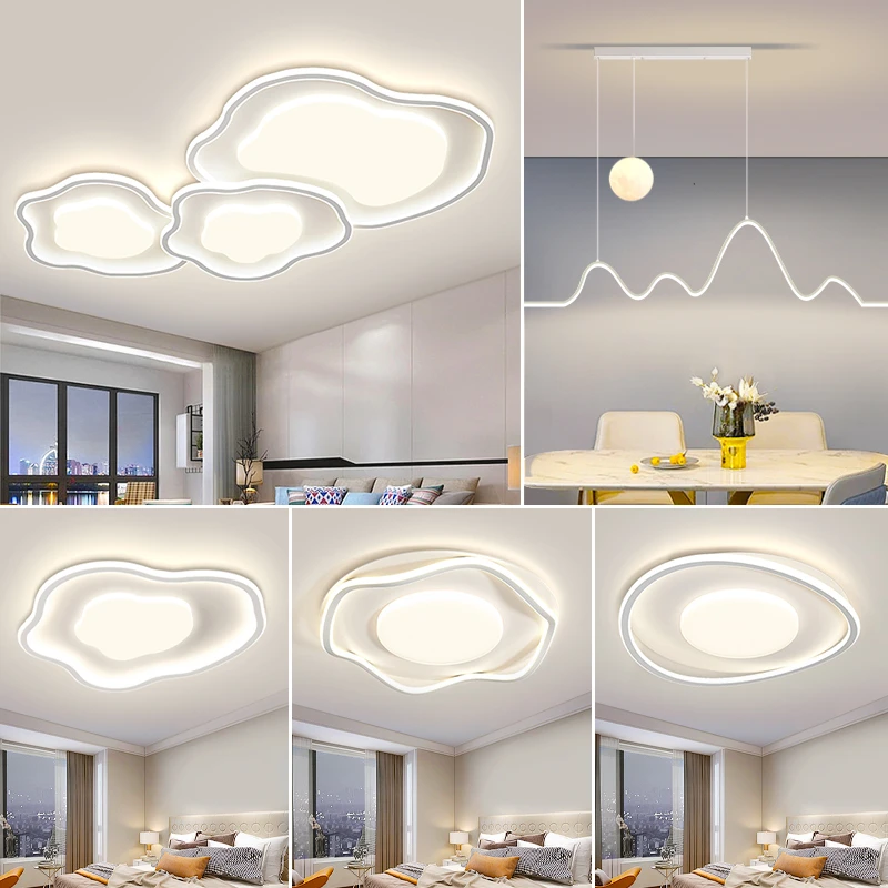 云朵灯吸顶灯现代简约大气广东中山灯具奶油风客厅灯2023年新款