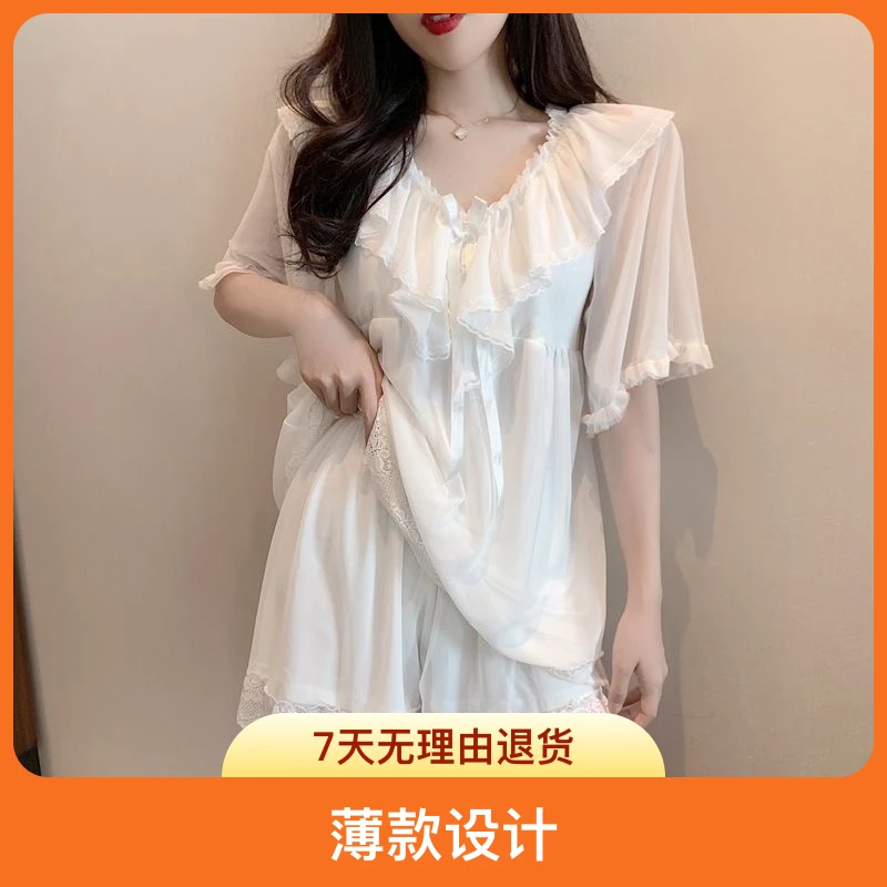 2024新款纯欲风带胸垫睡衣女夏天莫代尔高颜值冰丝短袖短裤家居服