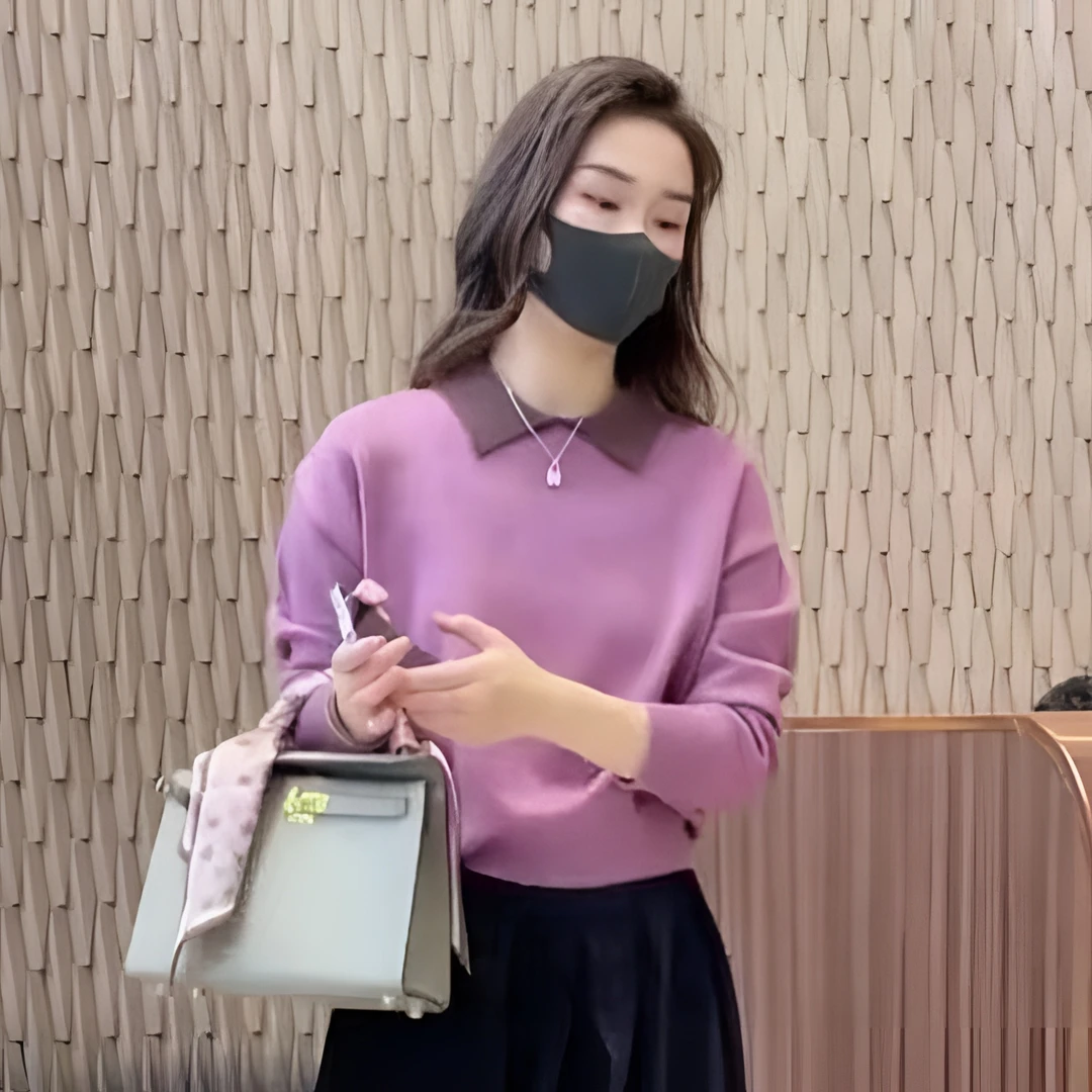 2024秋冬翻领针织衫女小香风毛衣套头气质宽松显瘦高级感洋气减龄