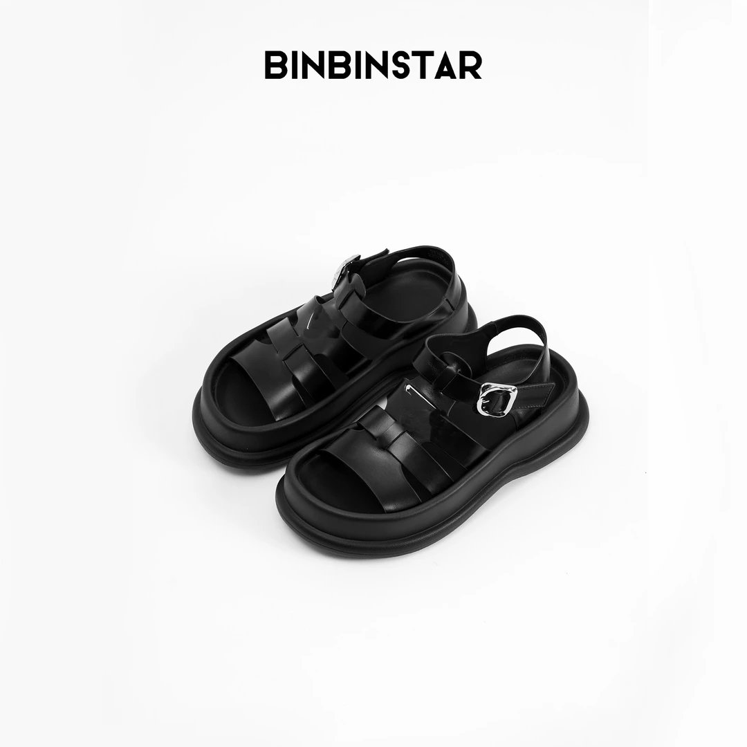 BINBIN(罗马鞋)潮流凉鞋时尚休闲百搭夏季厚底(跟高4厘米)欧美