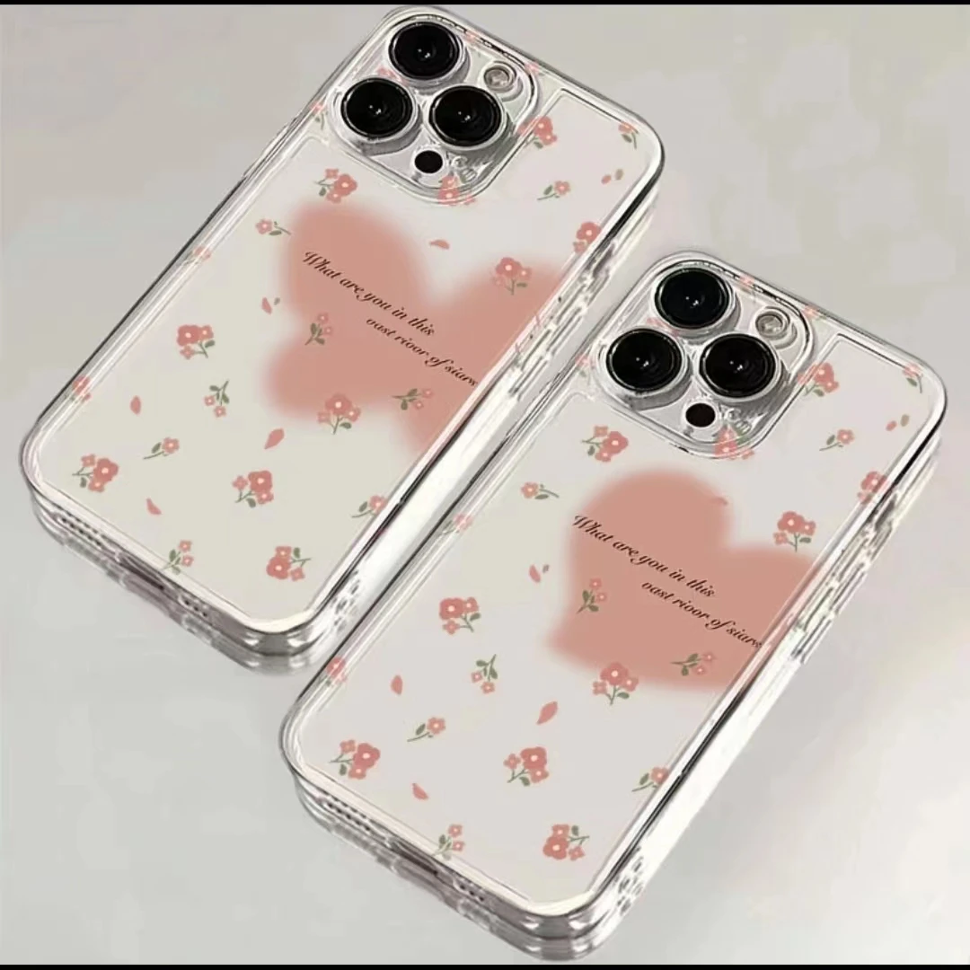 碎花爱心蝴蝶适用苹果手机壳华为OPPO小米14荣耀VIVO软壳硅胶全包