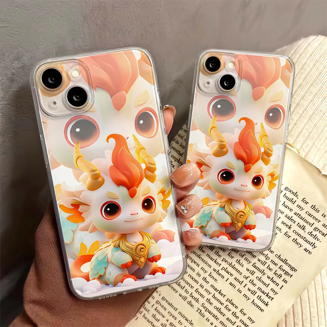 可爱小青龍适用苹果手机壳iPhone15华为VIVO小米14OPPO全包xs软壳