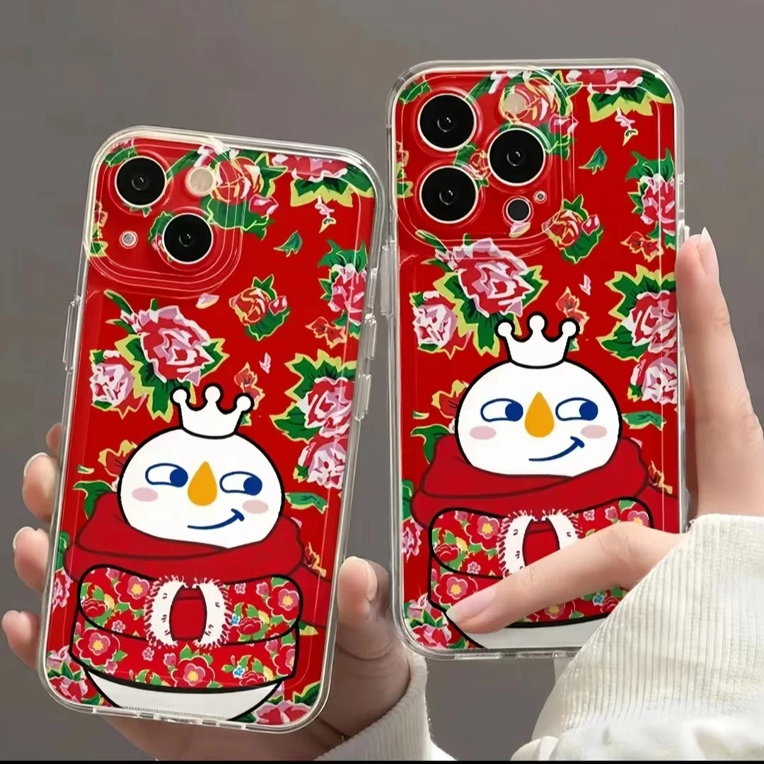 网红东北大花袄适用苹果15手机壳华为VIVO/OPPO小米创意雪王软壳