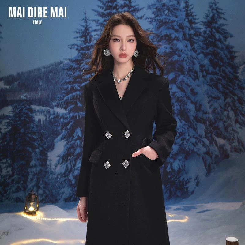 MAI DIRE MAI70羊双面呢收腰长款长袖毛呢外套大衣女冬优雅气质