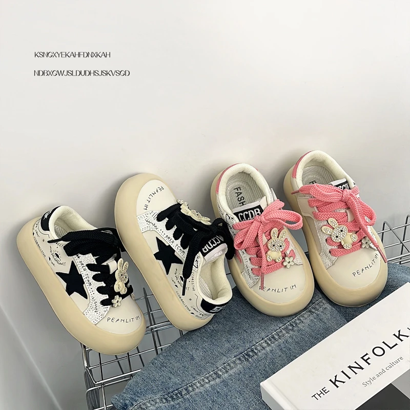 【粉色兔子】中大童女童板鞋春秋四季款软底防水鞋