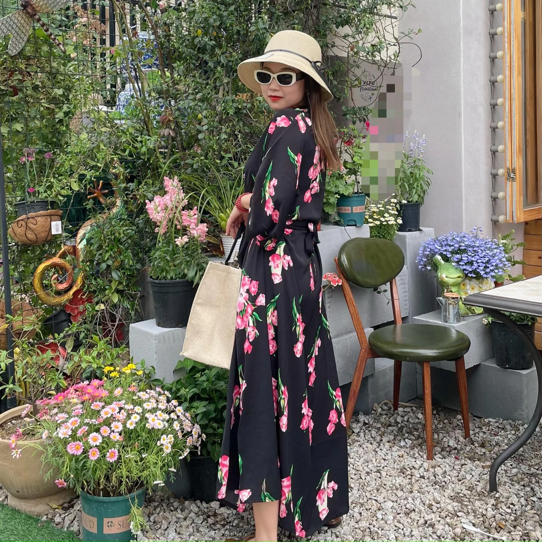 夏季绵绸睡裙舒服凉爽绵绸减龄显瘦小碎花长裙中长款气质时尚