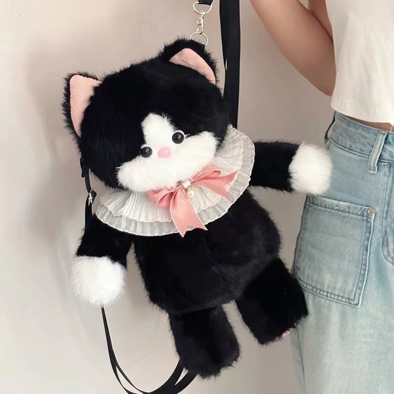 可爱猫咪包包公仔斜挎双肩包女生玩偶布娃娃毛绒玩具女孩礼物