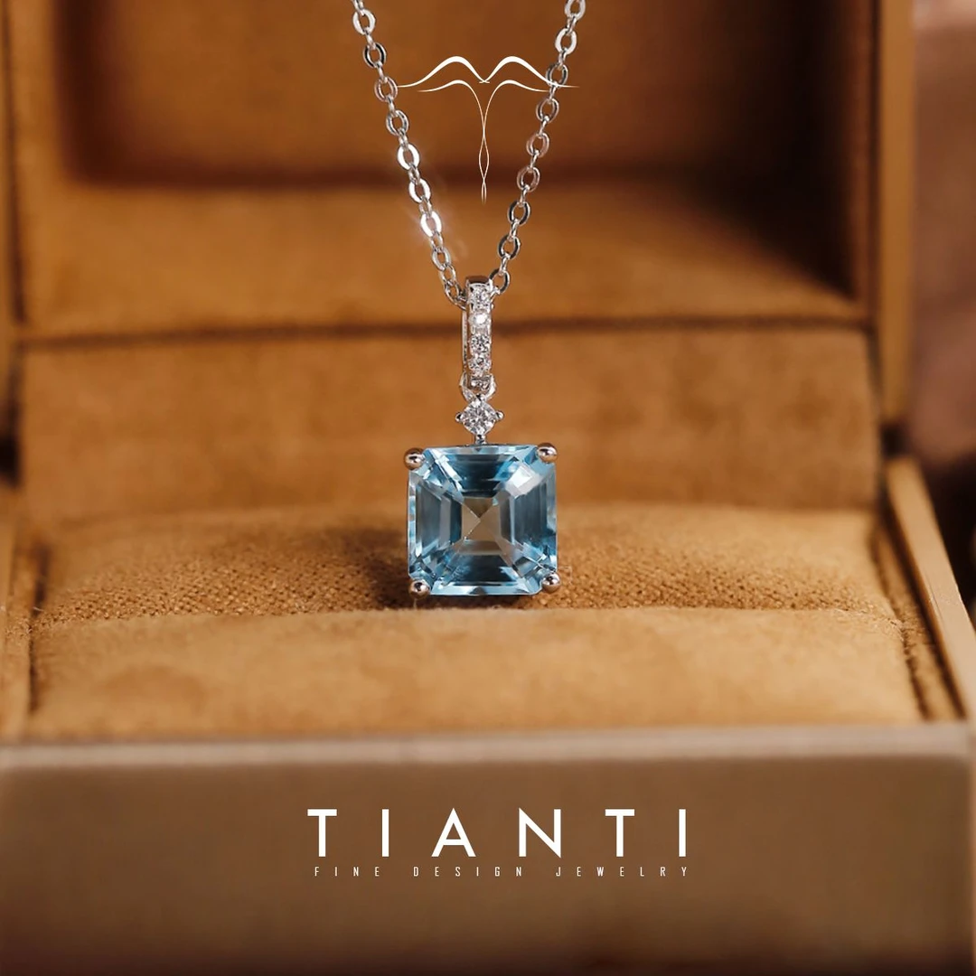 TIANTI/天缇沐熙 9MM 天然托帕石吊坠S925银高级感轻奢风吊坠女士