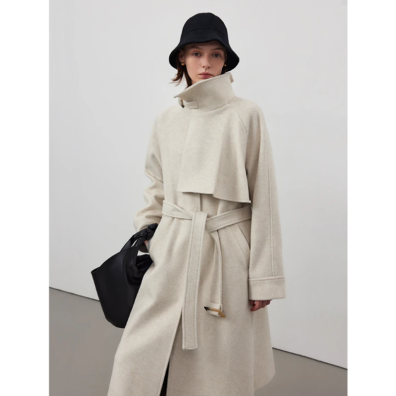 CIRCLOFY瑟夕 立领重工呢大衣设计感中长款呢外套CWOD710863