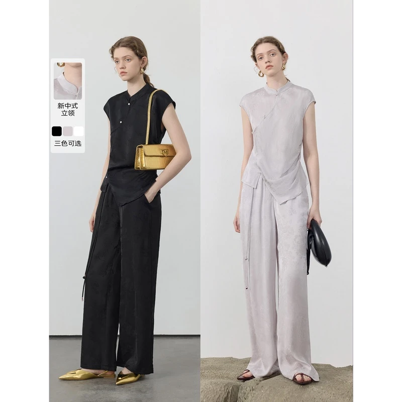 CIRCLOFY瑟夕新中式穿搭不规则收腰斜门襟休闲旗袍衬衣2153·2231