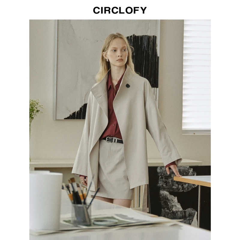 CIRCLOFY瑟夕 廓形简约一粒扣气质风衣外套女COUC262281