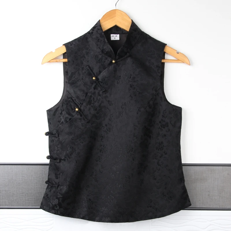 23中国风民族风中式手工盘扣提花短马甲马夹背心女上衣唐装春秋冬