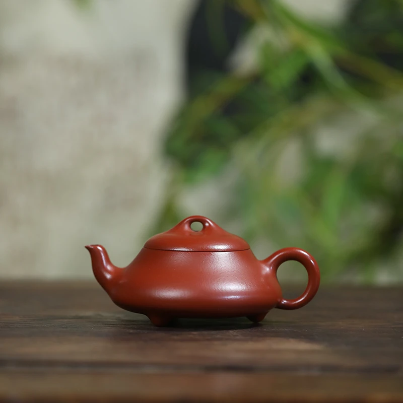 【汉棠石瓢】 原矿朱泥大红袍  170cc 手工制作 内推孔 宜兴紫砂壶