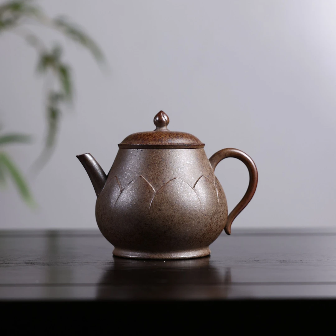 【意莲】 原矿天青泥 柴烧  220cc 宜兴紫砂壶