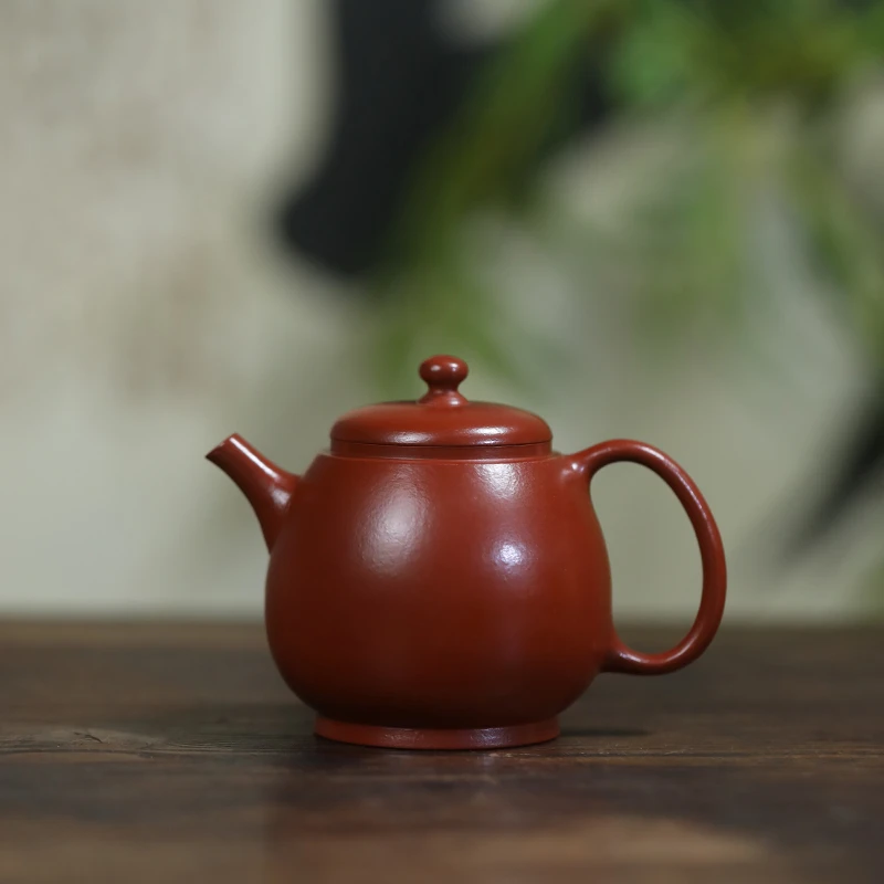 【问古】 原矿朱泥大红袍 150cc 手工制作 内推孔 宜兴紫砂壶