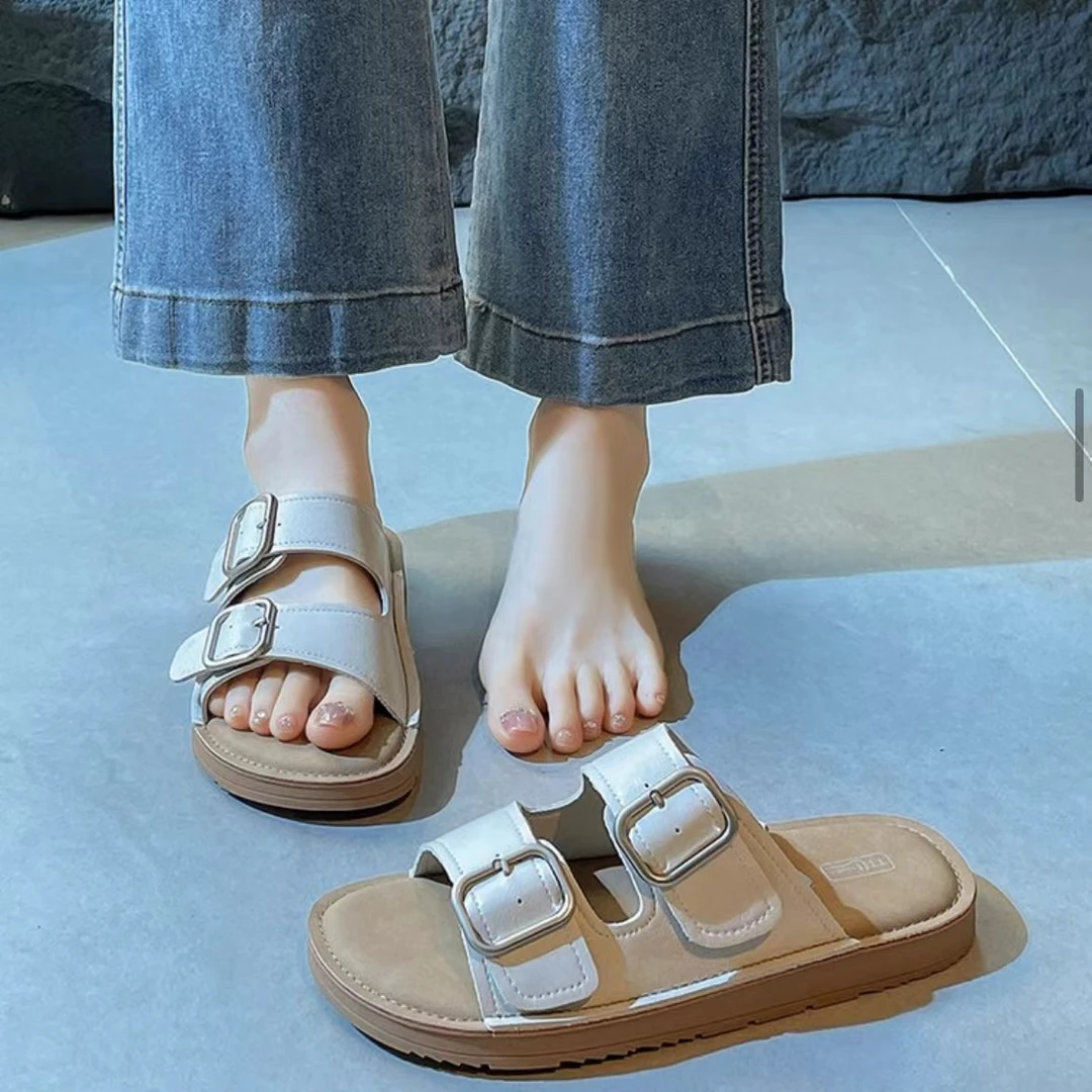 复古时尚夏季2024新款轻便百搭休闲皮带扣拖鞋208-908 D