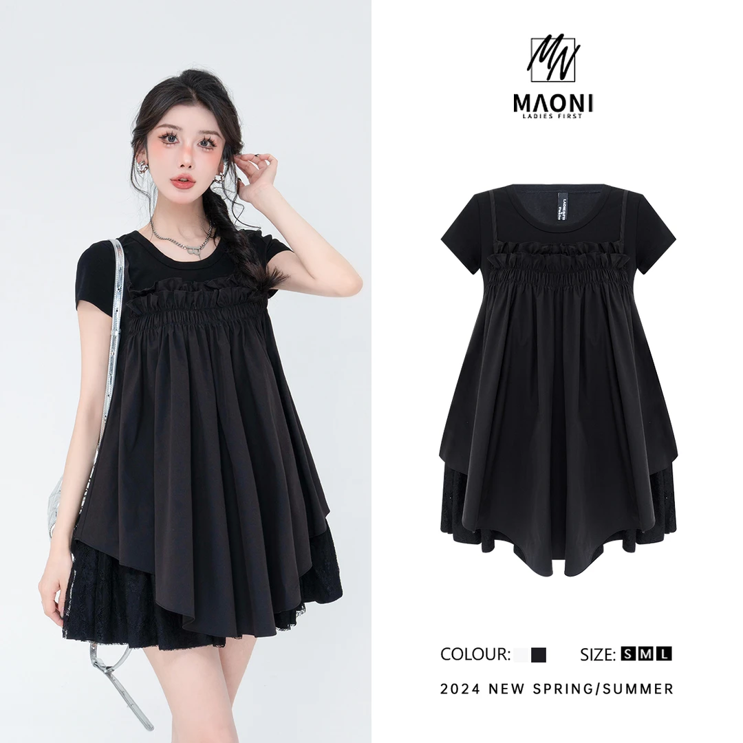 毛妮Peshe【甜美纯欲】2025夏新款收腰设计感连衣裙女D9329