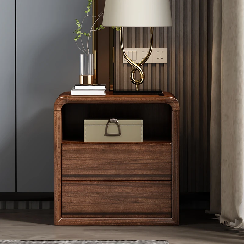 胡桃木实木床头柜现代简约中式储物卧室家具