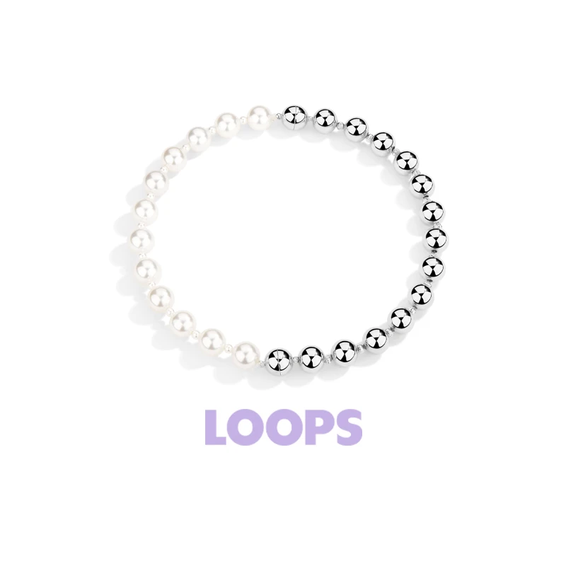 铜合金贝珠项链 LoopsShop轻奢小众铜珠贝珠磁吸可拆卸锁骨链手链