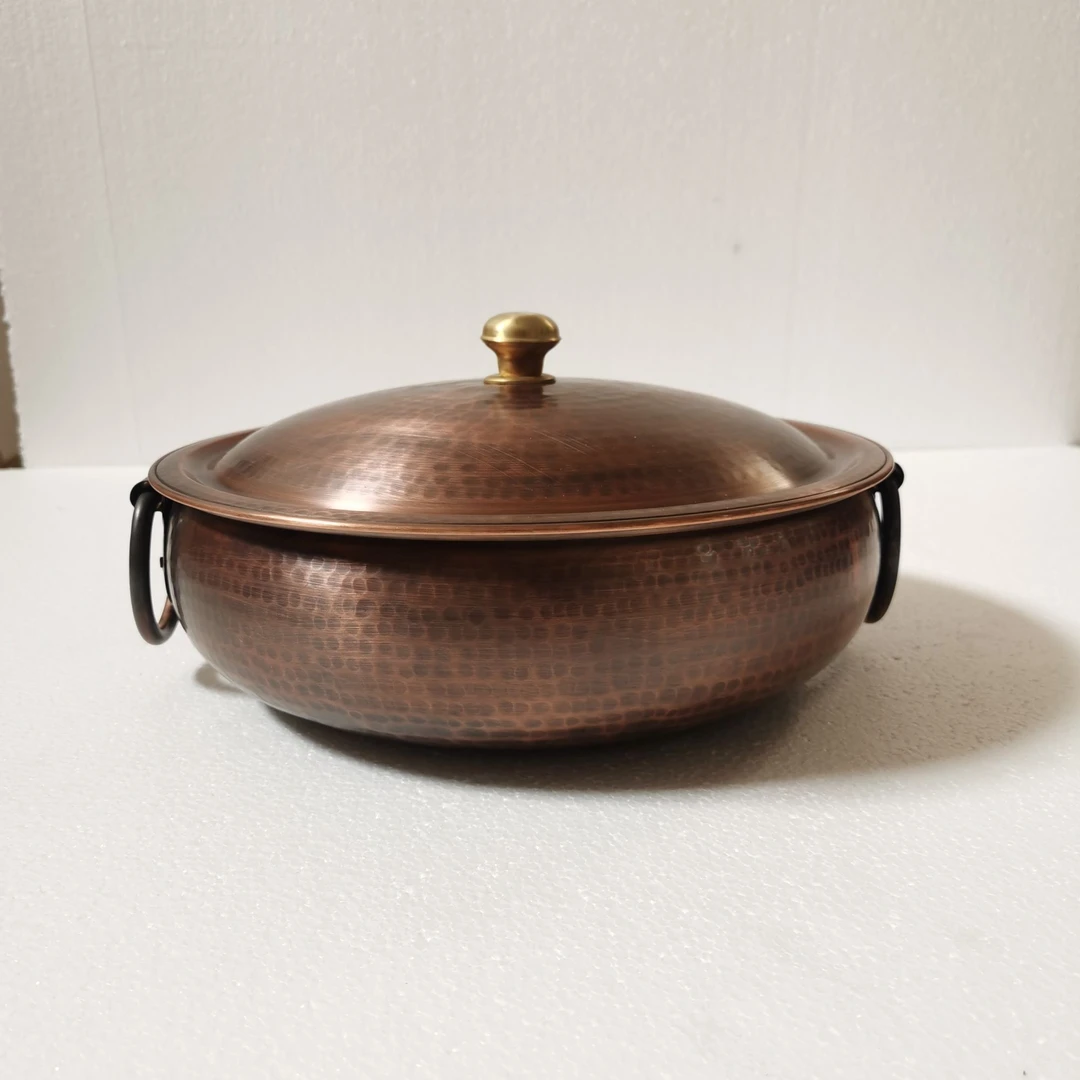 复古紫铜火锅电磁锅手工锤纹仿古铜锅