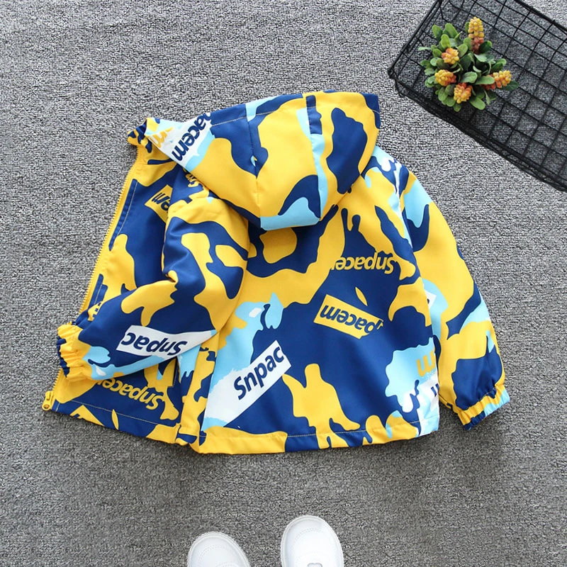 男童外套2022儿童新款春秋连帽风衣中大童迷彩上衣洋气夹克