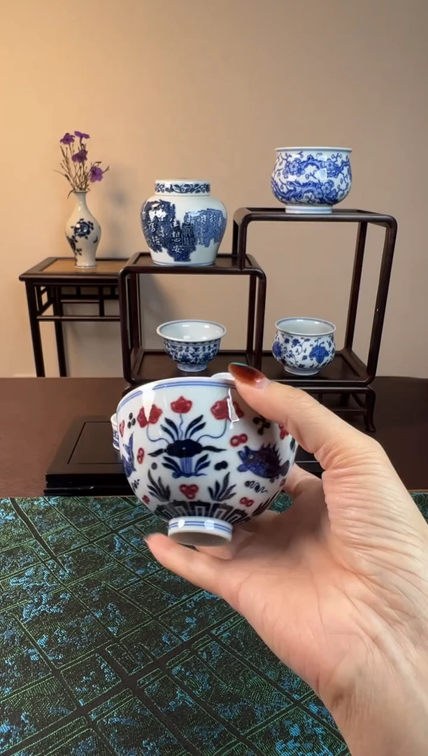 【闪购商品】杯歆蕴山房釉里红鸡心杯