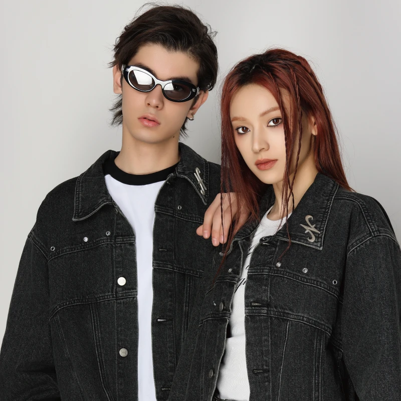 【NecessityFinery】拼接水洗牛仔夹克春秋百搭潮流宽松休闲男外套